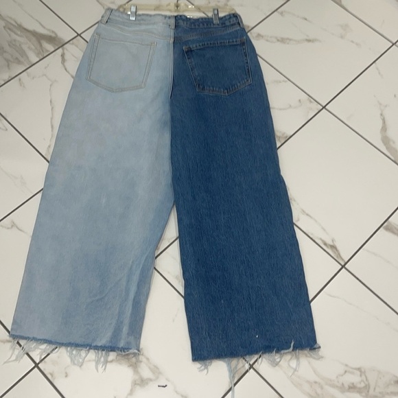 Women’s high waisted Wide Leg Ankle cropped Dual Wash Jeans - Picture 9 of 16